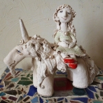 Девочка и единорог. Шамот, фаянс, глина, смальта. Девочка и единорог. Шамот, фаянс, глина, смальта.